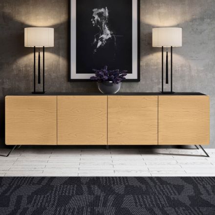 Madia da Salotto con 4 Ante in Finitura Frassino Naturale Made in Italy - Melek Viadurini