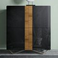 Madia da Salotto con 4 Ante in Finitura Rovere Nodato Country e Antracite Glass - Ove 