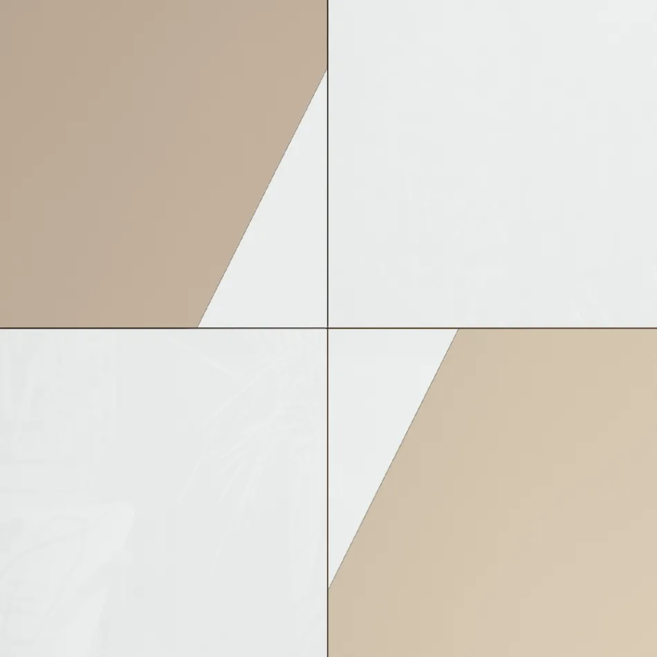 Madia da Salotto con 4 Ante in Finitura White Glass e Visone Made in Italy - Eva Viadurini