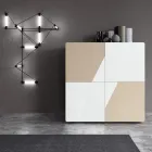 Madia da Salotto con 4 Ante in Finitura White Glass e Visone Made in Italy - Eva Viadurini