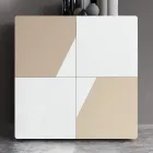 Madia da Salotto con 4 Ante in Finitura White Glass e Visone Made in Italy - Eva Viadurini