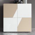 Madia da Salotto con 4 Ante in Finitura White Glass e Visone Made in Italy - Eva