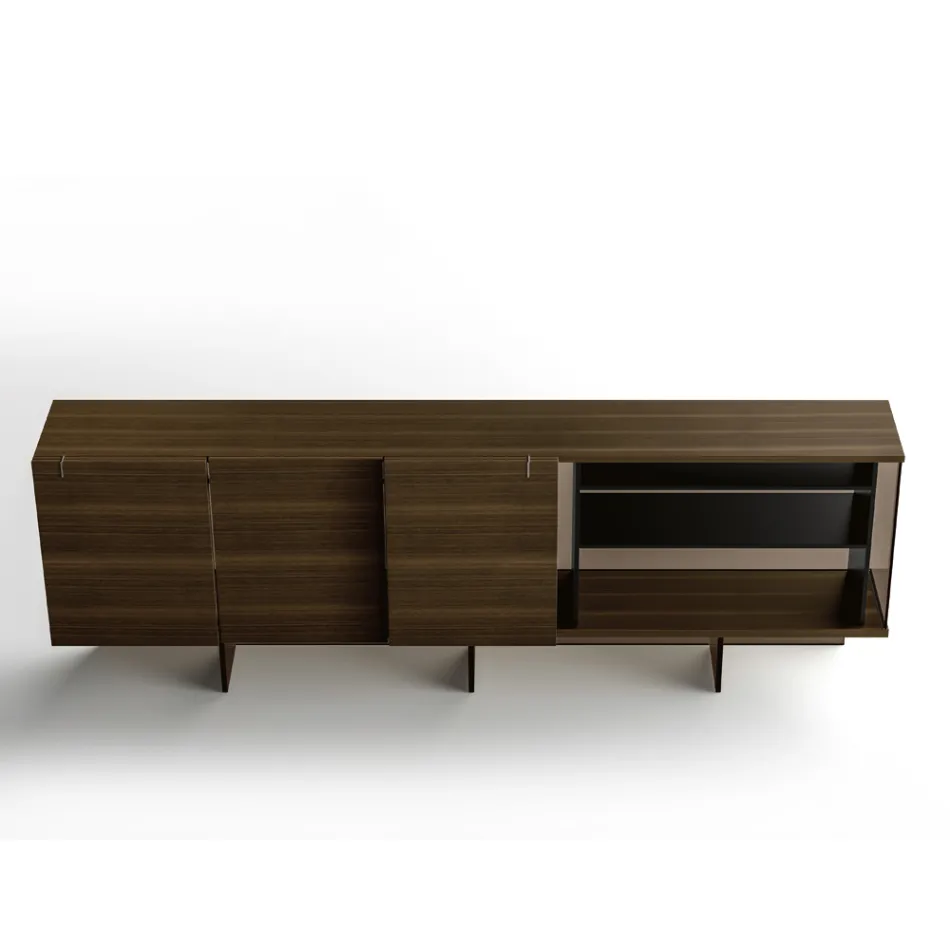 Madia da Salotto in Legno con Struttura in Vetro Made in Italy - Azuki Viadurini