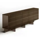 Madia da Salotto in Legno con Struttura in Vetro Made in Italy - Azuki Viadurini
