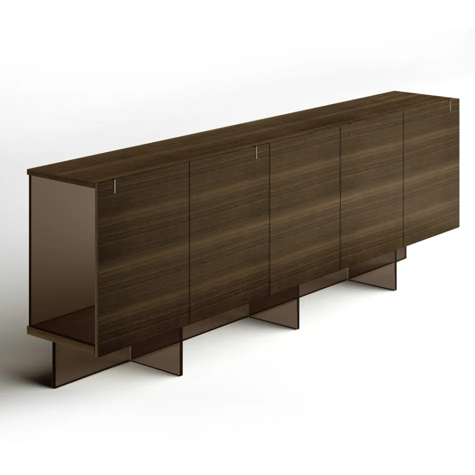 Madia da Salotto in Legno con Struttura in Vetro Made in Italy - Azuki Viadurini