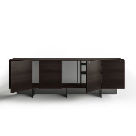 Madia da Salotto in Legno con Struttura in Vetro Made in Italy - Azuki Viadurini