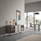 Madia da Salotto in Legno Ecologico e Vetro 4 Ante Made in Italy - Aaron Viadurini