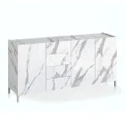 Madia da Salotto Rivestita in Melaminico Finitura Marmo Made in Italy - Zinco Viadurini