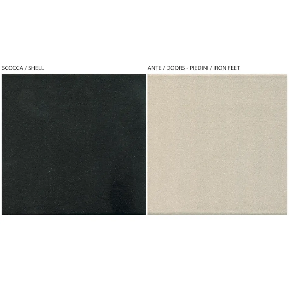 Madia da Soggiorno con 2 Ante in Finitura Nichel Made in Italy - Ulles Viadurini