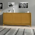 Madia da Soggiorno con 3 Ante in Finitura Frassino Tinto Made in Italy - Striade Viadurini