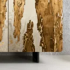 Madia da Soggiorno con 3 Ante in Finitura Rovere e Resina Saturn - Lars Viadurini