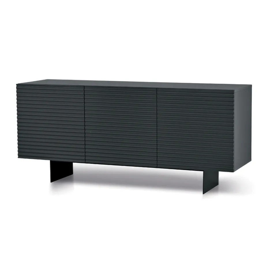 Madia da Soggiorno con 3 Ante in MDF Rivestito in PVC Laccato Made in Italy - Desideria Viadurini