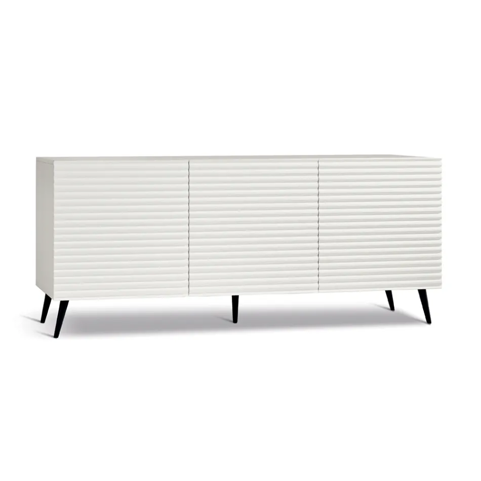 Madia da Soggiorno con 3 Ante in MDF Rivestito in PVC Laccato Made in Italy - Desideria Viadurini