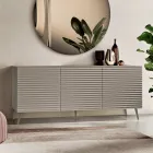 Madia da Soggiorno con 3 Ante in MDF Rivestito in PVC Laccato Made in Italy - Desideria Viadurini