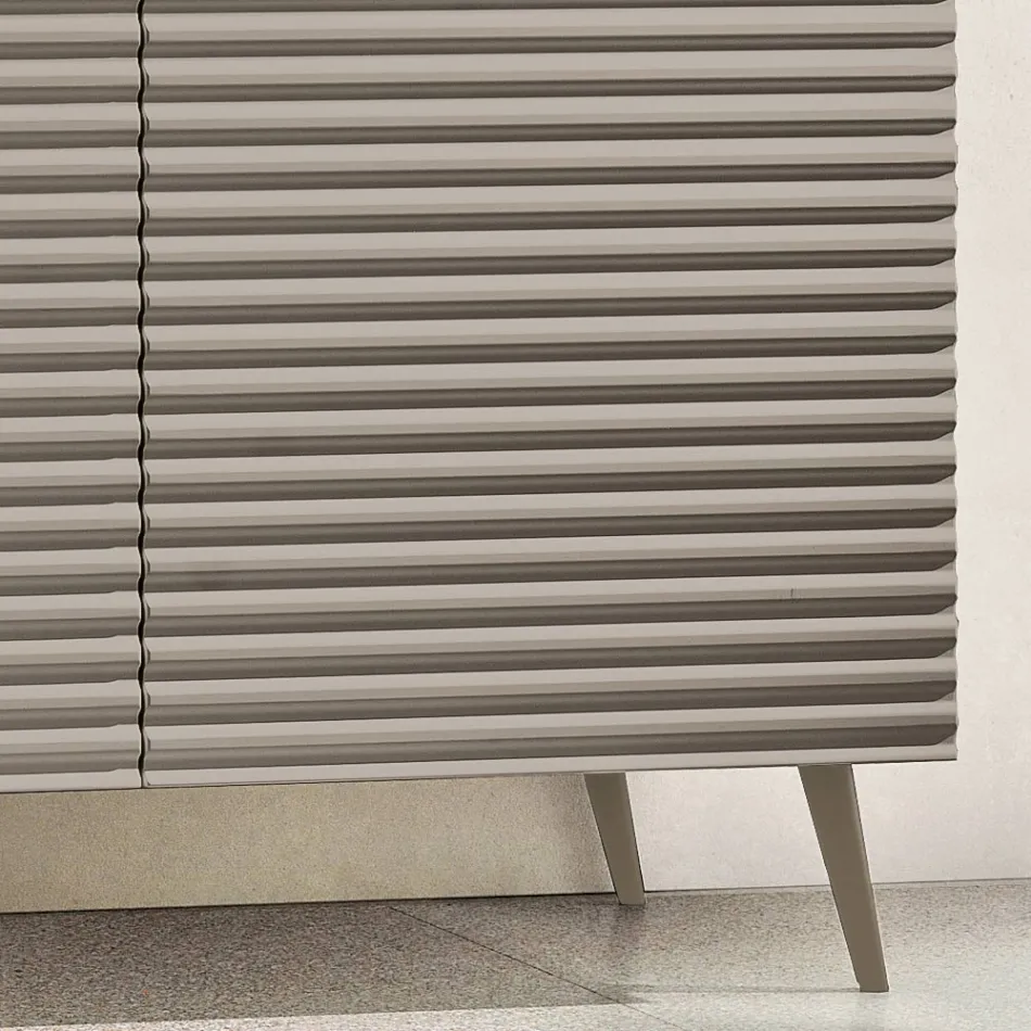 Madia da Soggiorno con 3 Ante in MDF Rivestito in PVC Laccato Made in Italy - Desideria Viadurini