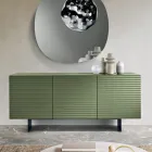 Madia da Soggiorno con 3 Ante in MDF Rivestito in PVC Laccato Made in Italy - Desideria Viadurini