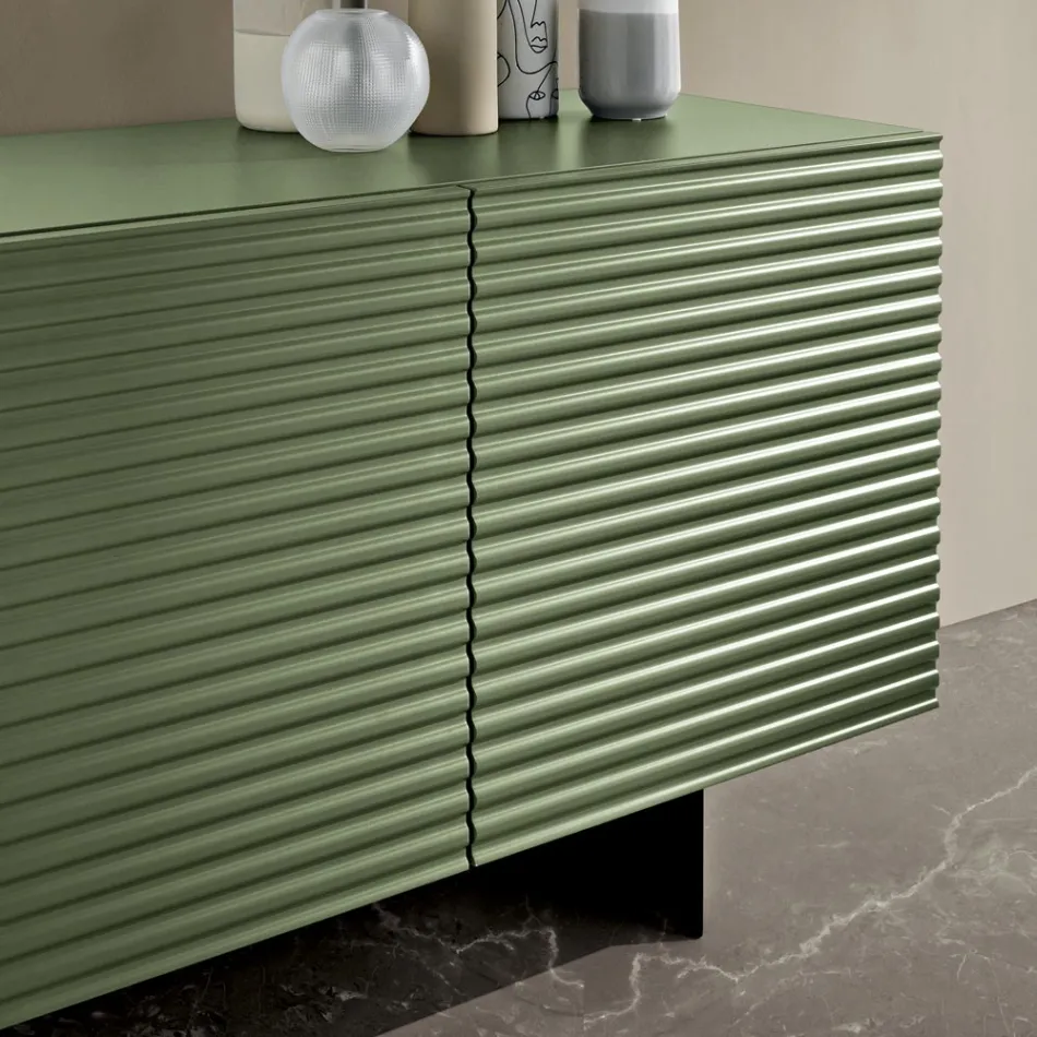Madia da Soggiorno con 3 Ante in MDF Rivestito in PVC Laccato Made in Italy - Desideria Viadurini