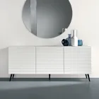 Madia da Soggiorno con 3 Ante in MDF Rivestito in PVC Laccato Made in Italy - Desideria Viadurini