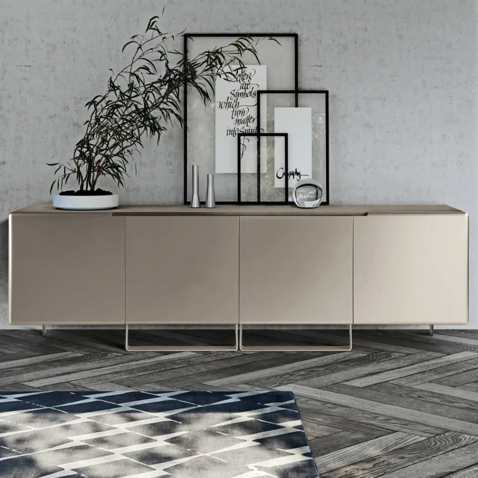 Madia da Soggiorno con 4 Ante in Diverse Finiture Made in Italy - Heidi Viadurini