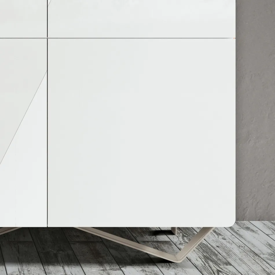 Madia da Soggiorno con 4 Ante in Finitura White Glass Made in Italy - Eline Viadurini