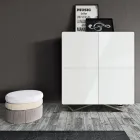 Madia da Soggiorno con 4 Ante in Finitura White Glass Made in Italy - Eline Viadurini
