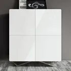 Madia da Soggiorno con 4 Ante in Finitura White Glass Made in Italy - Eline Viadurini