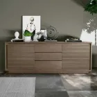 Madia da Soggiorno in Legno Finitura Fumo con Ante Made in Italy - Ramisia Viadurini