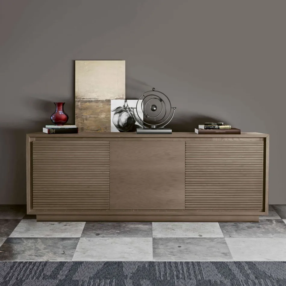 Madia da Soggiorno in Legno Finitura Fumo con Ante Made in Italy - Ramisia Viadurini