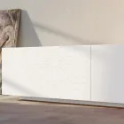 Madia da Soggiorno in Mdf Bianco con Bassorilievo Made in Italy - Stilea Viadurini