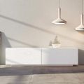 Madia da Soggiorno in Mdf Bianco con Bassorilievo Made in Italy - Stilea