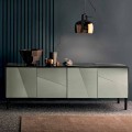 Madia da Soggiorno in Legno Nero Opaco e Vetro, Lusso Made in Italy - Senese
