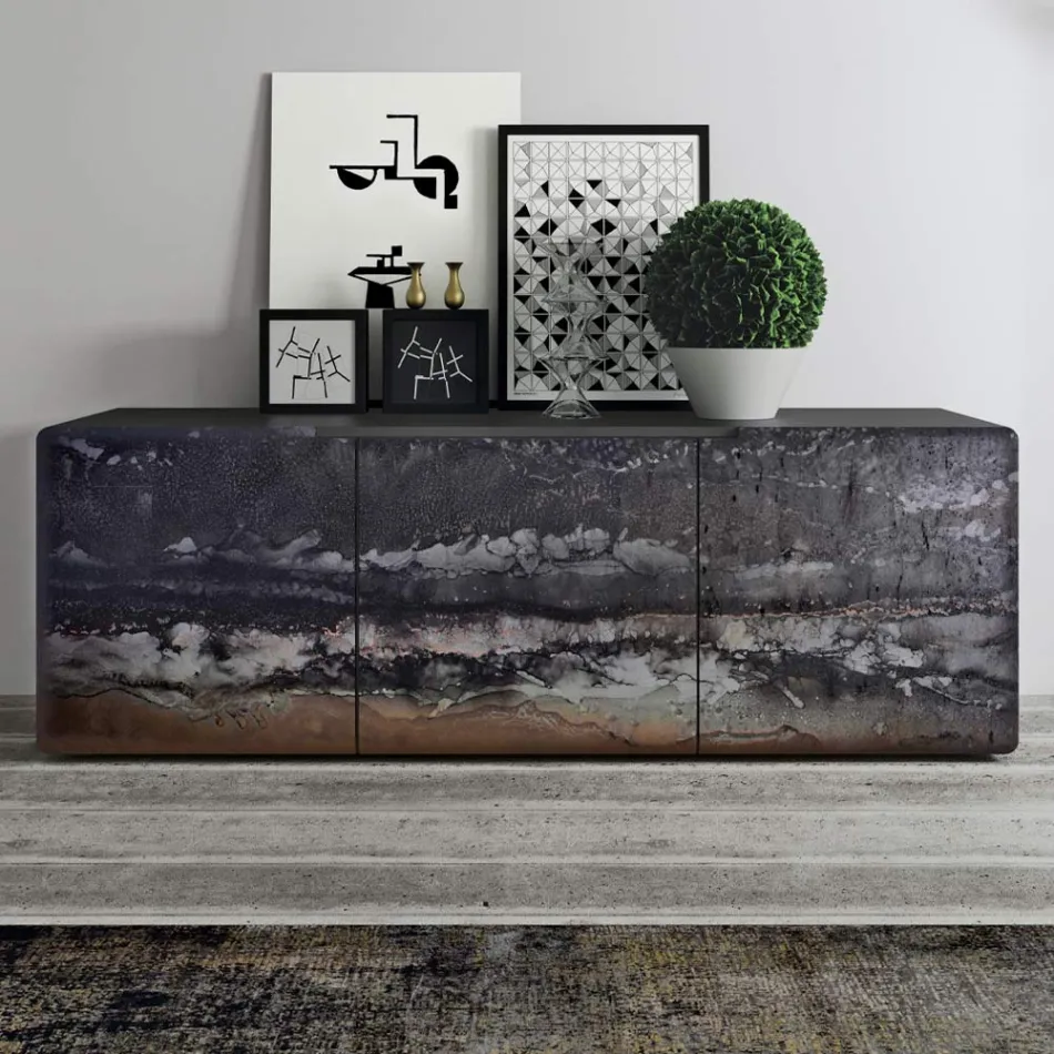 Madia da Zona Living con 3 Ante in Diverse Finiture Made in Italy - Ole Viadurini