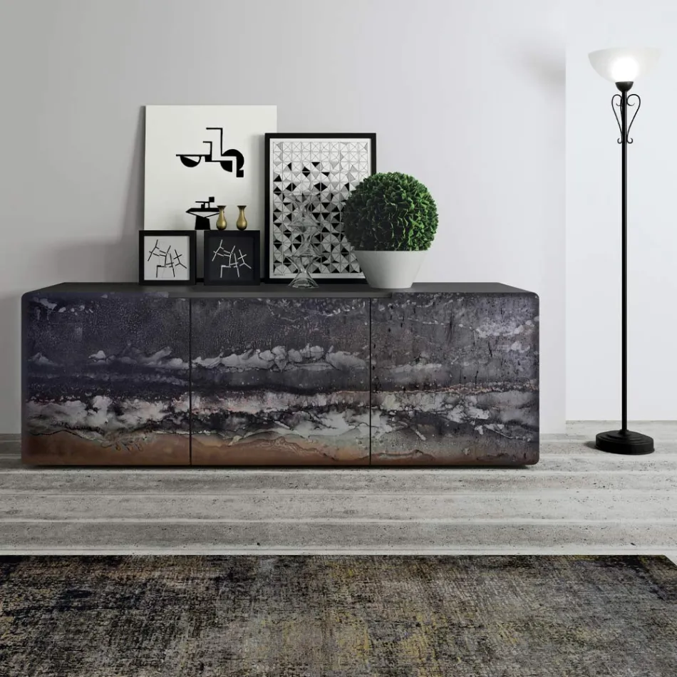 Madia da Zona Living con 3 Ante in Diverse Finiture Made in Italy - Ole Viadurini