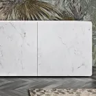 Madia da Zona Living con 3 Ante in Finitura Marmo Carrara Made in Italy - Finn Viadurini