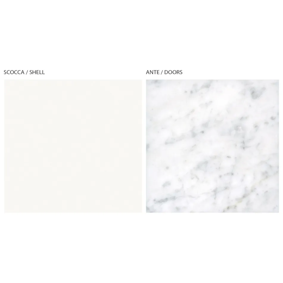 Madia da Zona Living con 3 Ante in Finitura Marmo Carrara Made in Italy - Finn Viadurini