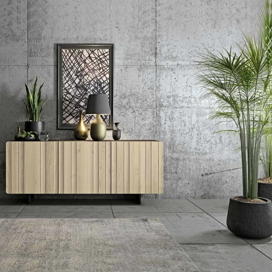 Madia da Zona Living con 3 Ante in Finitura Sabbia Made in Italy - Jan Viadurini