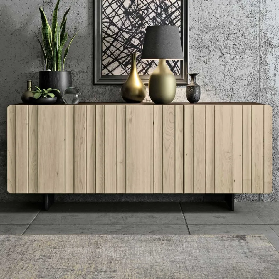 Madia da Zona Living con 3 Ante in Finitura Sabbia Made in Italy - Jan Viadurini