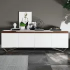 Madia da Zona Living con 4 Ante in Finitura Bianca e Canaletto Made in Italy - Any Viadurini