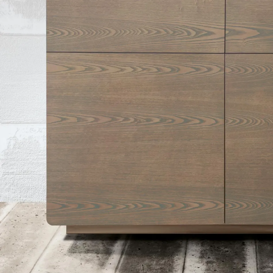 Madia da Zona Living con 4 Ante in Finitura Cappuccino Made in Italy - Eda Viadurini