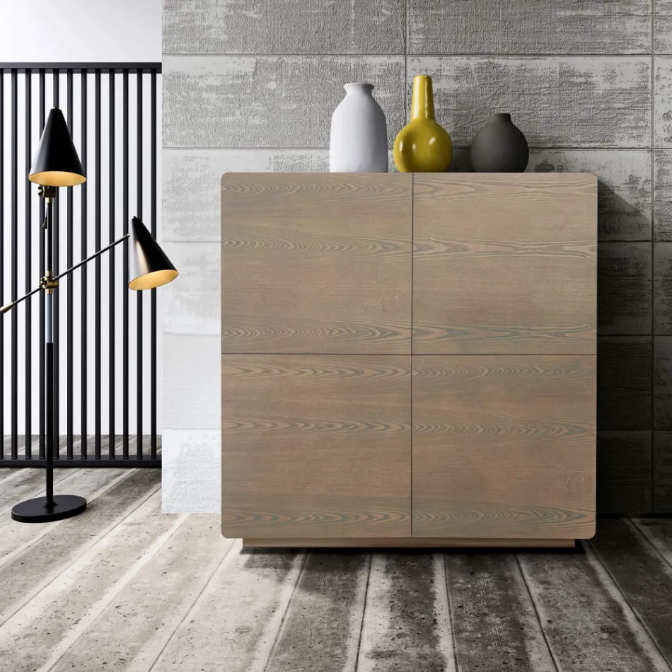 Madia da Zona Living con 4 Ante in Finitura Cappuccino Made in Italy - Eda Viadurini