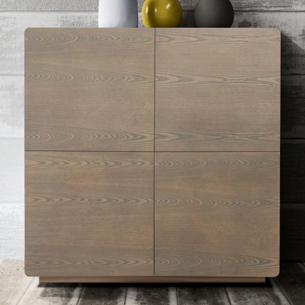 Madia da Zona Living con 4 Ante in Finitura Cappuccino Made in Italy - Eda Viadurini