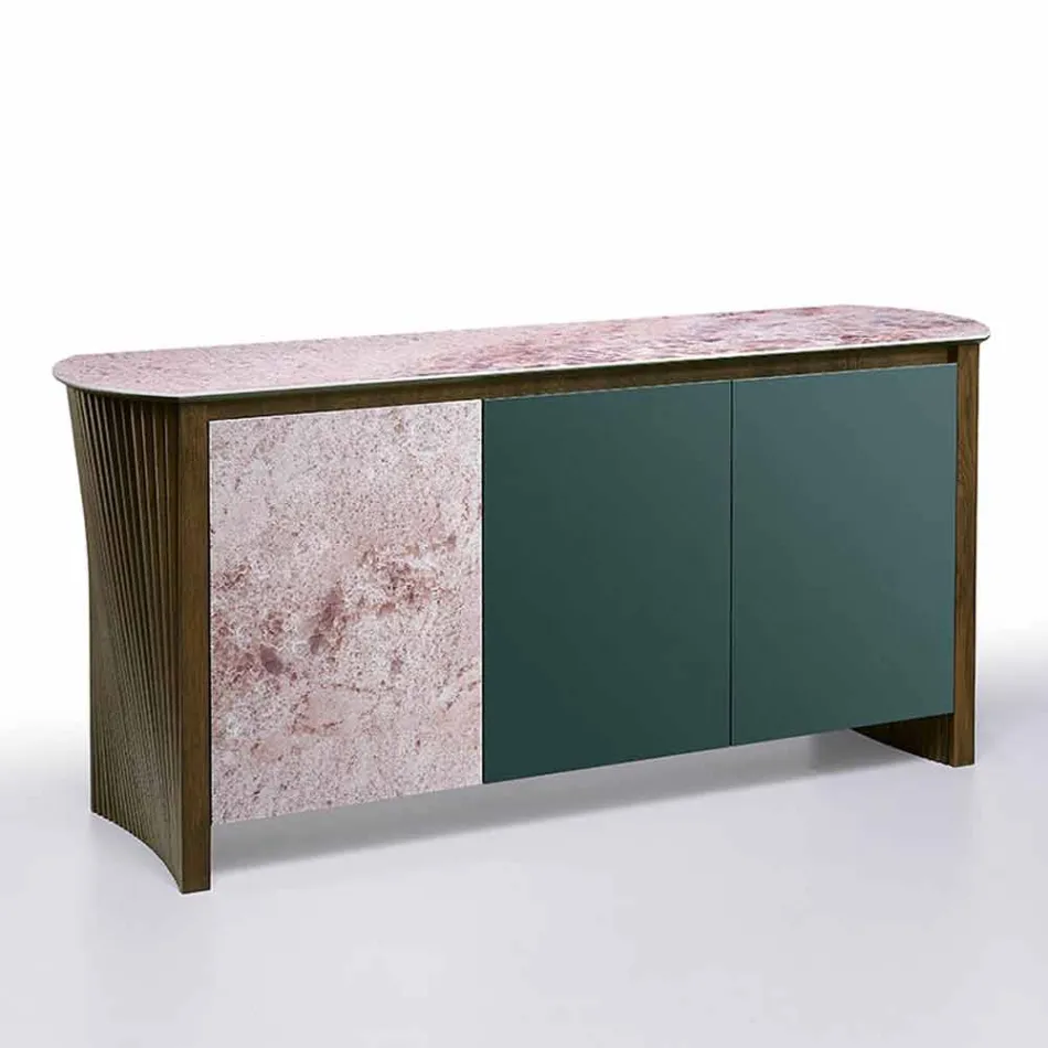 Madia di Design in Gres con Struttura in Legno e Mdf Made in Italy - Cunea Viadurini