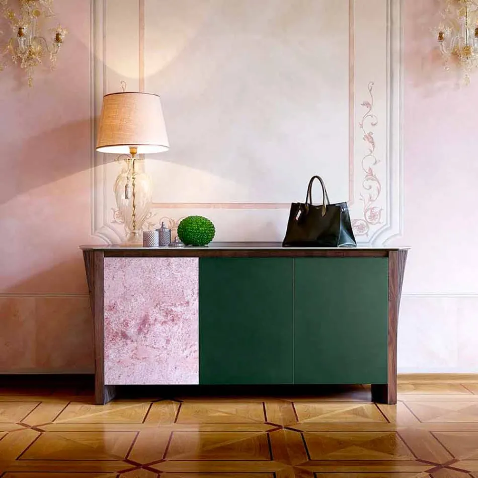 Madia di Design in Gres con Struttura in Legno e Mdf Made in Italy - Cunea Viadurini