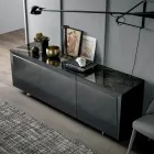 Madia in Legno 3 Ante con Bordo Inclinato e Piano in Ceramica - Mondolfo Viadurini