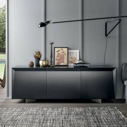 Madia in Legno 3 Ante con Bordo Inclinato e Piano in Ceramica - Mondolfo Viadurini