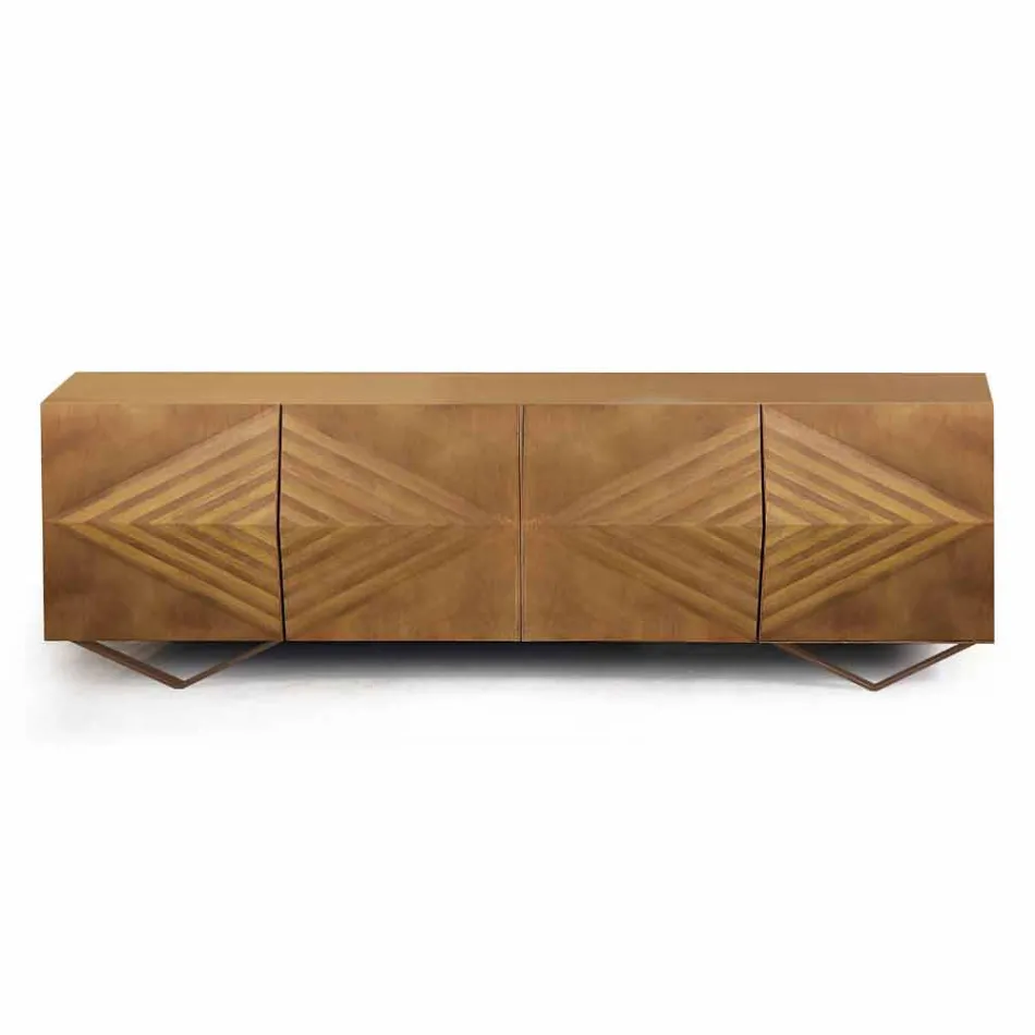 Madia in Legno a 2 o 4 Ante con Ripiani in Cristallo Made in Italy - Gardena Viadurini