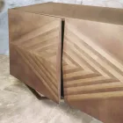 Madia in Legno a 2 o 4 Ante con Ripiani in Cristallo Made in Italy - Gardena Viadurini