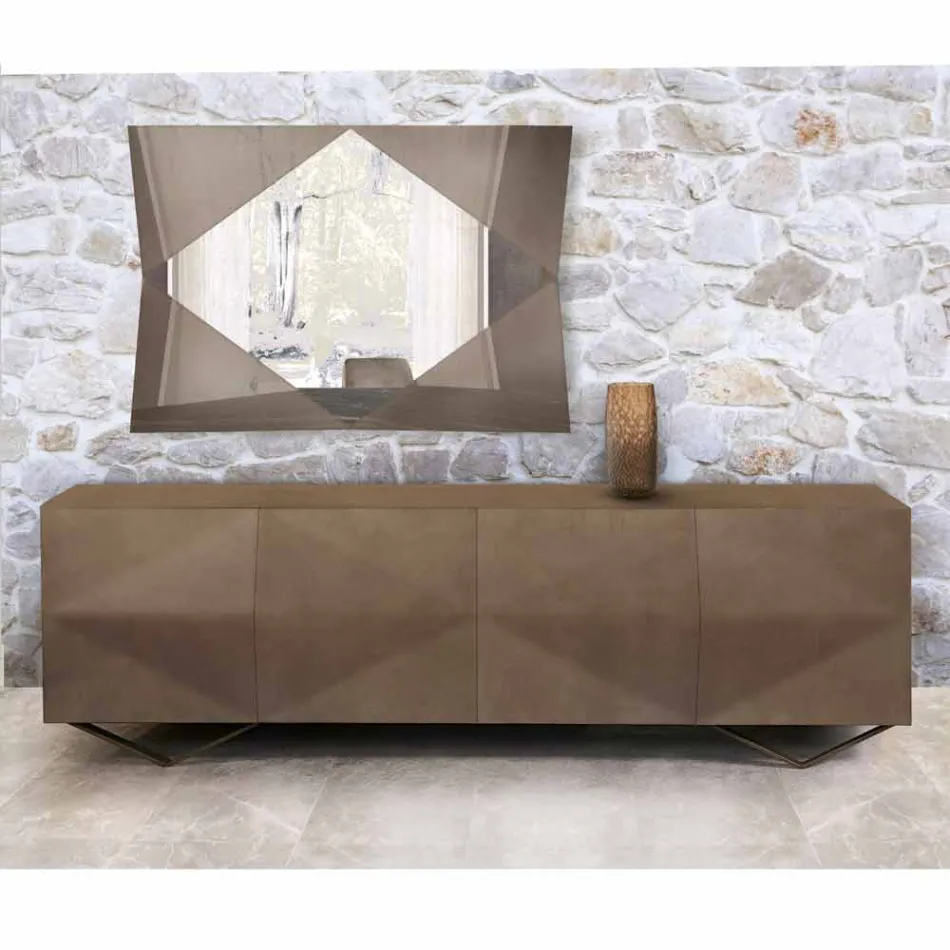 Madia in Legno a 2 o 4 Ante con Ripiani in Cristallo Made in Italy - Gardena Viadurini