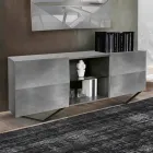 Madia in Legno a 2 o 4 Ante con Ripiani in Cristallo Made in Italy - Gardena Viadurini