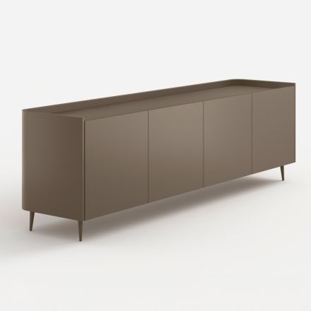 Madia in Legno Curvo Laccato Platino dal Design Esclusivo Made in Italy - Lyra Viadurini